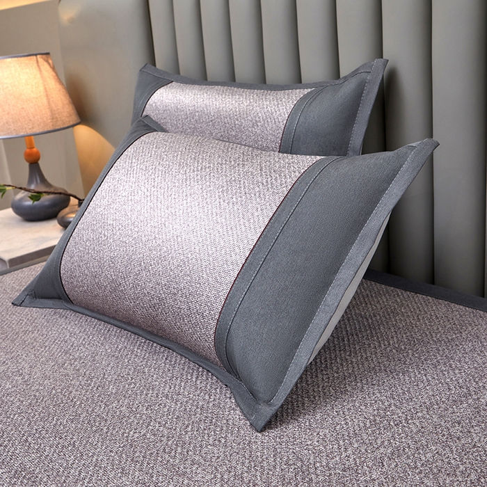 91家纺网 家纺一手货源 找家纺 青雅席业 2025新款绣花双面艾草印尼藤双面席 银河灰