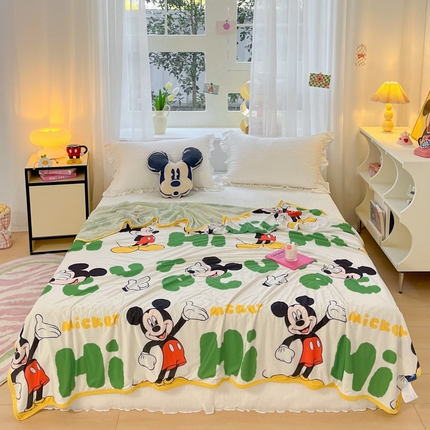 91家纺网 家纺一手货源 找家纺 （总）大彩家居 2024新款A类迪士尼小凉皮豆豆盖毯盖毯