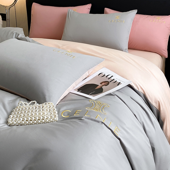 91家纺网 家纺一手货源 找家纺 2024新款60s全棉刺绣四件套--凯琳娜系列 凯琳娜-椰子灰粉