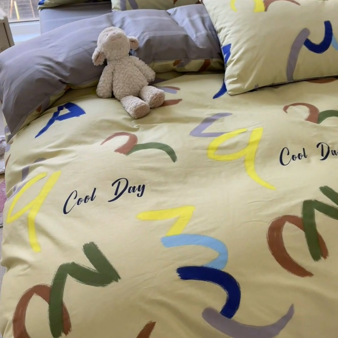 91家纺网 家纺一手货源 找家纺 顾里2024新款40支13372全棉四件套-韩风系列 几何艺术