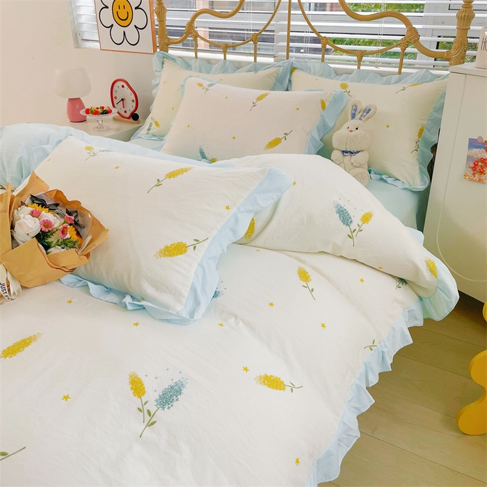 91家纺网 家纺一手货源 找家纺 漫仙阁 2024新款5A双层纱抗菌除螨四件套 韩版-麦穗