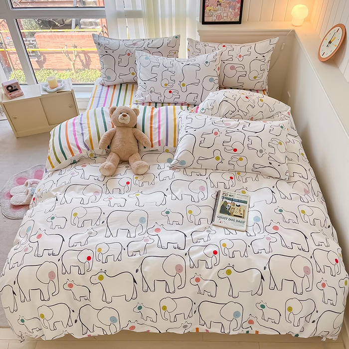 91家纺网 家纺一手货源 找家纺 顾里2024新款40支13372全棉四件套-韩风系列 几何动物