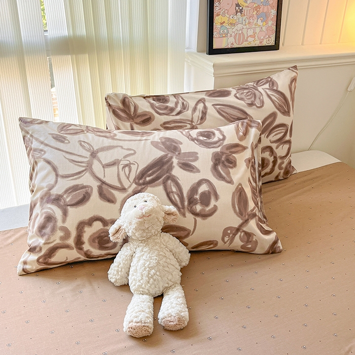 91家纺网 家纺一手货源 找家纺 顾里2024新款40支13372全棉四件套-韩风系列 莫奈咖