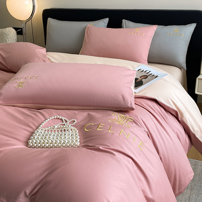 91家纺网 家纺一手货源 找家纺 2024新款60s全棉刺绣四件套--凯琳娜系列 凯琳娜-蜜豆粉桃粉