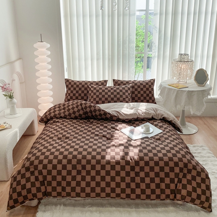 91家纺网 家纺一手货源 找家纺 啊雅家居 （总）2025新款水洗棉条纹印花夏被冬被四件套-床笠款