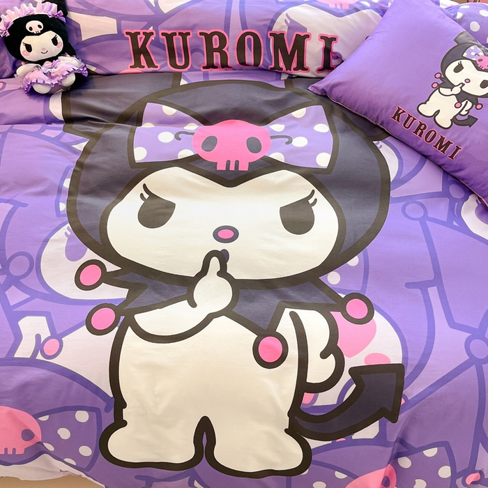 91家纺网 家纺一手货源 找家纺 金爱家 2024新款大阪全棉数码印花三丽鸥系列四件套 百变库洛米