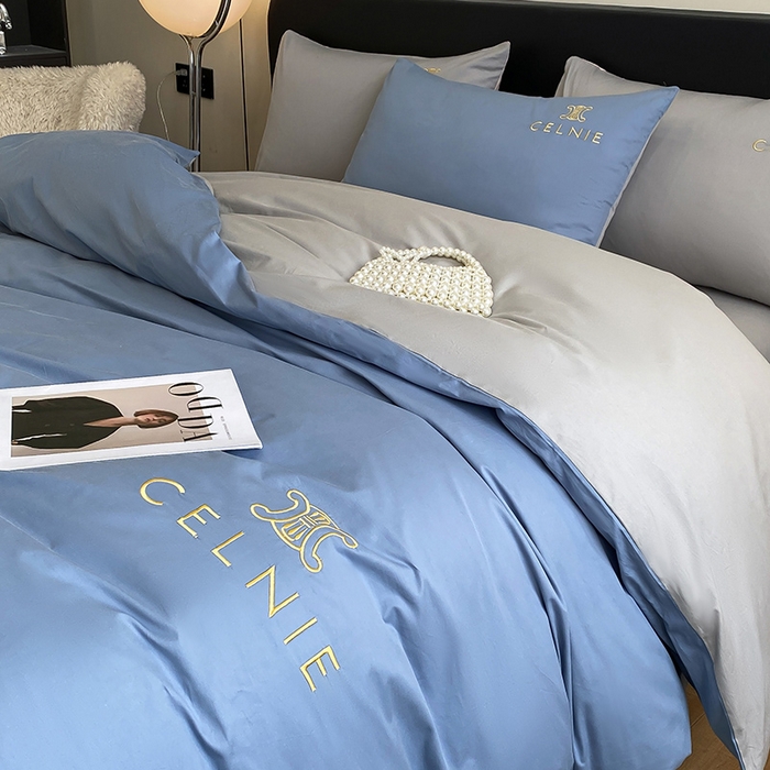 91家纺网 家纺一手货源 找家纺 2024新款60s全棉刺绣四件套--凯琳娜系列 赛琳娜-莱茵蓝