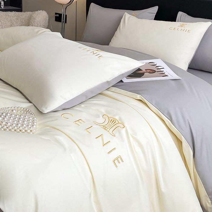 91家纺网 家纺一手货源 找家纺 2024新款60s全棉刺绣四件套--凯琳娜系列 凯琳娜-奶白灰