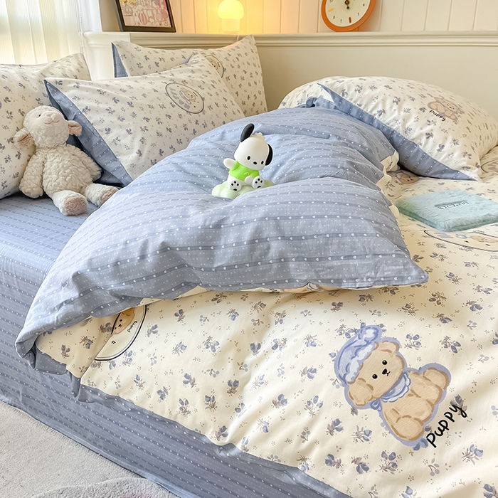 91家纺网 家纺一手货源 找家纺 顾里2024新款40支13372全棉四件套-韩风系列 花花熊仔