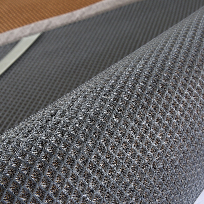 91家纺网 家纺一手货源 找家纺 青雅席业 2025新款绣花款复合冰藤三明治凉席套件 格调咖