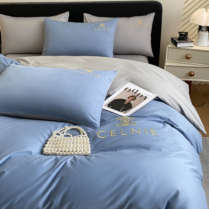 91家纺网 家纺一手货源 找家纺 2024新款60s全棉刺绣四件套--凯琳娜系列 赛琳娜-莱茵蓝