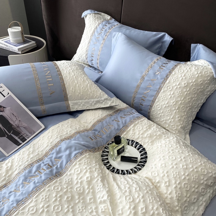 91家纺网 家纺一手货源 找家纺 优悦 2024新款时尚轻奢冰丝刺绣四件套-摩洛哥 摩洛哥-蓝