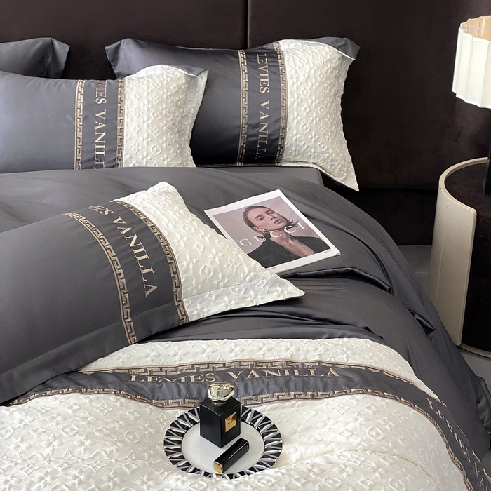 91家纺网 家纺一手货源 找家纺 优悦 2024新款时尚轻奢冰丝刺绣四件套-摩洛哥 摩洛哥-灰