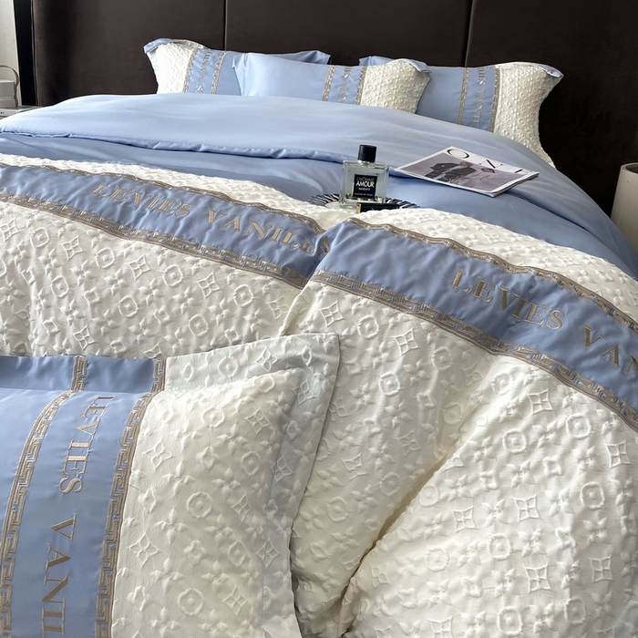 91家纺网 家纺一手货源 找家纺 优悦 2024新款时尚轻奢冰丝刺绣四件套-摩洛哥 摩洛哥-蓝