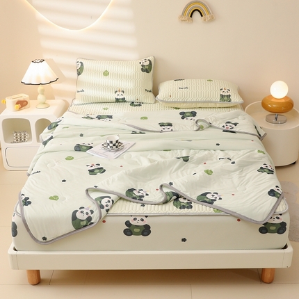 91家纺网 家纺一手货源 找家纺 康纳利 2024新款印花床笠款乳胶凉席乳胶席子 熊仔-包边款