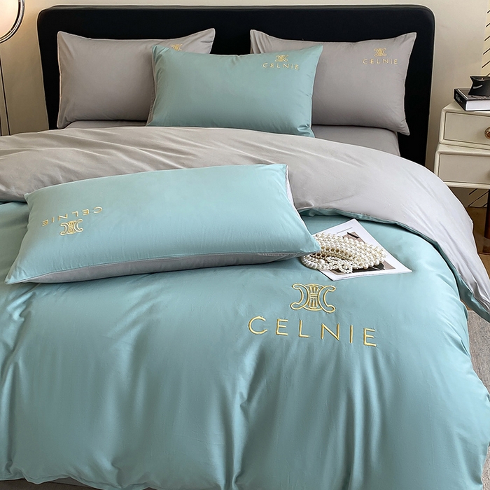 91家纺网 家纺一手货源 找家纺 2024新款60s全棉刺绣四件套--凯琳娜系列 凯琳娜-烟波绿