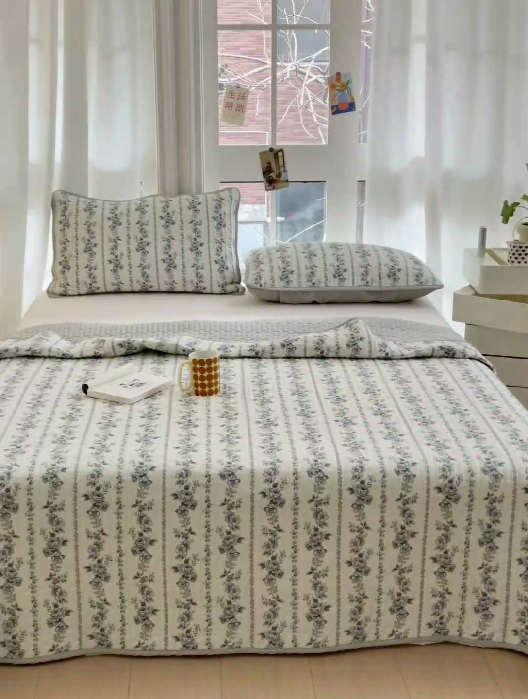 91家纺网 家纺一手货源 找家纺 美优兰 2025春款全棉单面高温砂洗床盖 水墨丹青