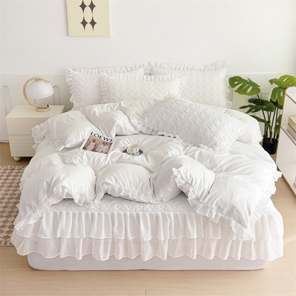 91家纺网 家纺一手货源 找家纺 （总）屹成 2024新款水洗棉雪纺丽莎款床笠款四件套夹棉床笠