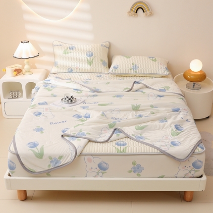 91家纺网 家纺一手货源 找家纺 康纳利 2024新款印花床笠款乳胶凉席乳胶席子 知夏-包边款