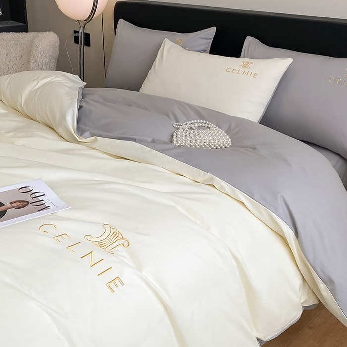 91家纺网 家纺一手货源 找家纺 2024新款60s全棉刺绣四件套--凯琳娜系列 凯琳娜-奶白灰