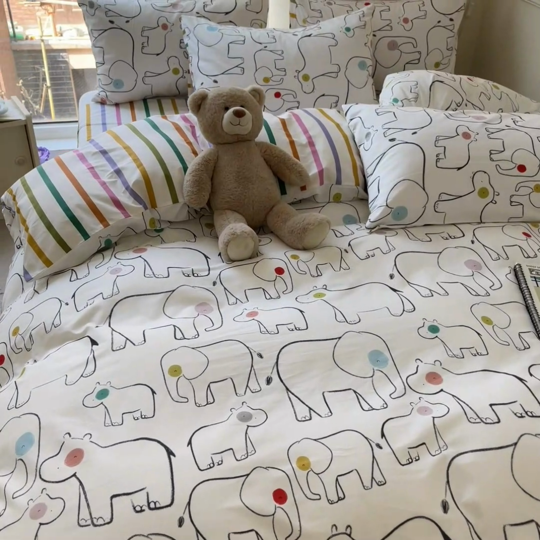 91家纺网 家纺一手货源 找家纺 顾里2024新款40支13372全棉四件套-韩风系列 几何动物