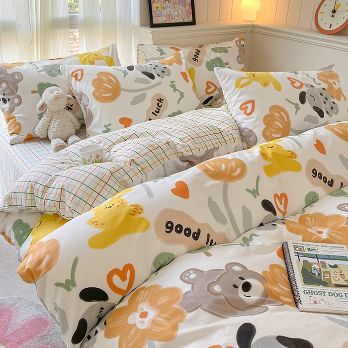 91家纺网 家纺一手货源 找家纺 顾里2024新款40支13372全棉四件套-韩风系列 油画动物