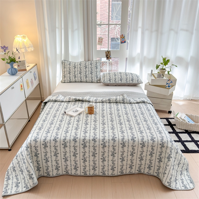 91家纺网 家纺一手货源 找家纺 美优兰 2025春款全棉单面高温砂洗床盖 水墨丹青