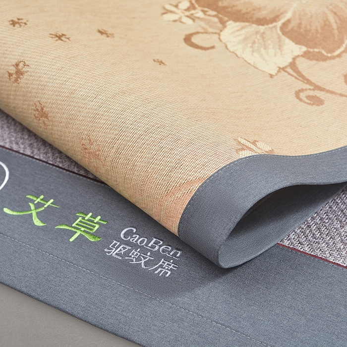 91家纺网 家纺一手货源 找家纺 青雅席业 2025新款绣花双面艾草印尼藤双面席 银河灰