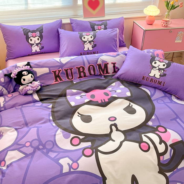 91家纺网 家纺一手货源 找家纺 金爱家 2024新款大阪全棉数码印花三丽鸥系列四件套 百变库洛米