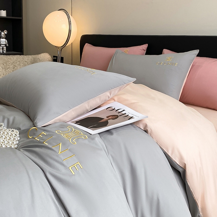 91家纺网 家纺一手货源 找家纺 2024新款60s全棉刺绣四件套--凯琳娜系列 凯琳娜-椰子灰粉