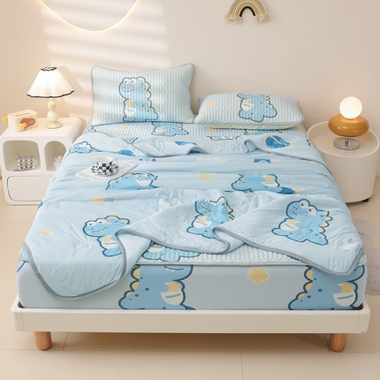 91家纺网 家纺一手货源 找家纺 康纳利 2024新款印花床笠款乳胶凉席乳胶席子 太空恐龙-包边款