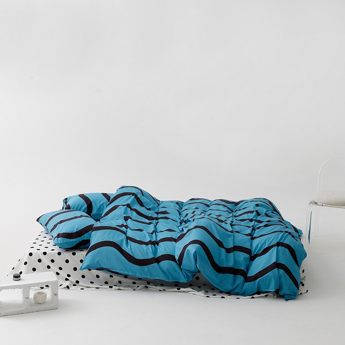 91家纺网 家纺一手货源 找家纺 卡姿家纺2024新款全棉40支13070极有家风格印花四件套 梵音-蓝