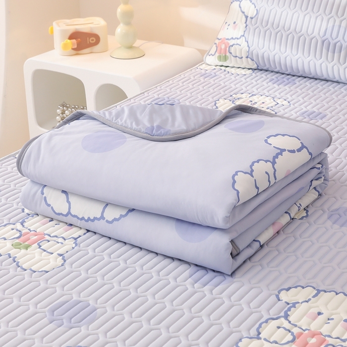 91家纺网 家纺一手货源 找家纺 康纳利 2024新款印花床笠款乳胶凉席乳胶席子 波点狗-包边款