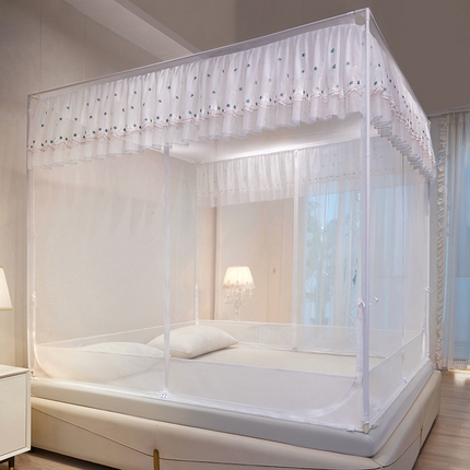 91家纺网 家纺一手货源 找家纺 富莱星蚊帐 2024新款TU型刺绣坐床蚊帐 珍珠白
