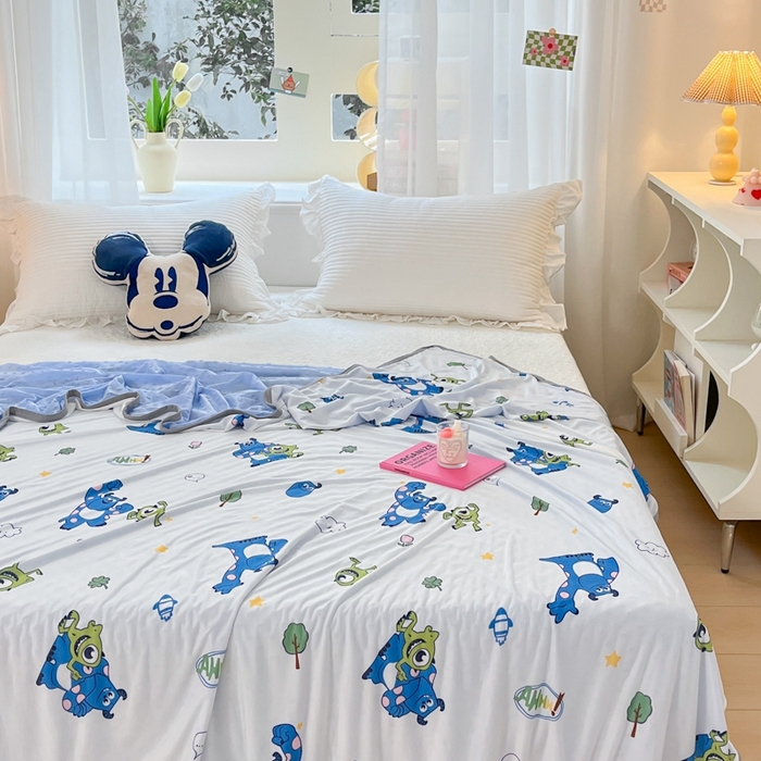 91家纺网 家纺一手货源 找家纺 大彩家居 2024新款A类迪士尼小凉皮豆豆盖毯 盖毯-怪兽大学