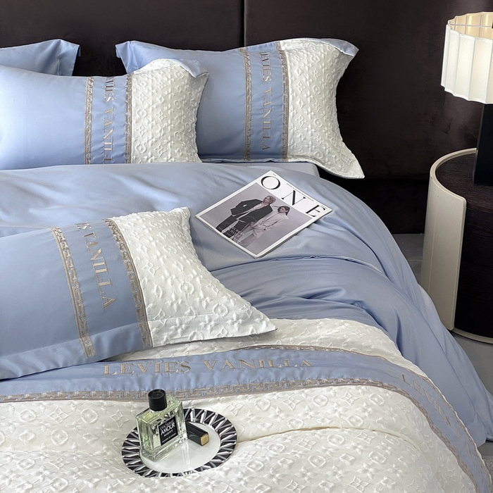 91家纺网 家纺一手货源 找家纺 优悦 2024新款时尚轻奢冰丝刺绣四件套-摩洛哥 摩洛哥-蓝