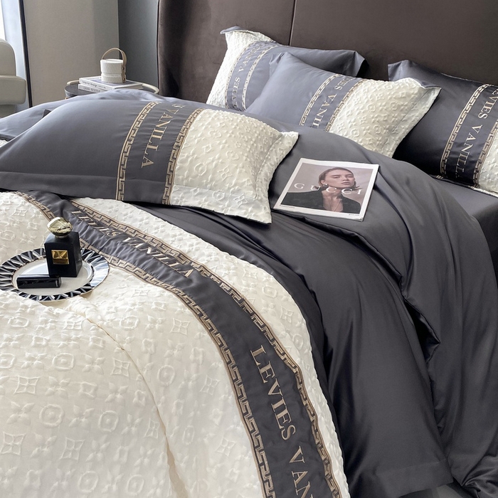 91家纺网 家纺一手货源 找家纺 优悦 2024新款时尚轻奢冰丝刺绣四件套-摩洛哥 摩洛哥-灰