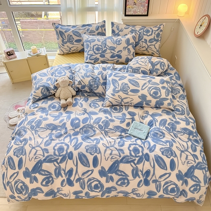 顾里2024新款40支13372全棉四件套-韩风系列 莫奈蓝