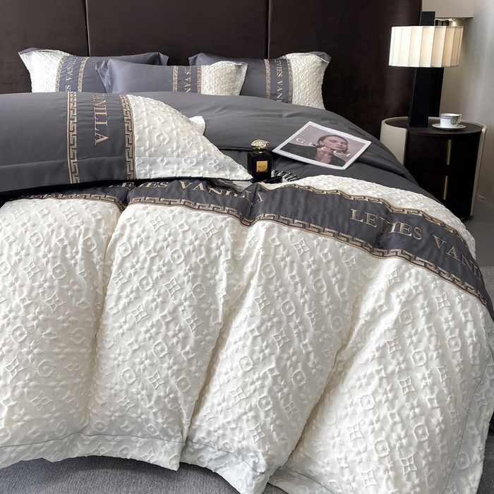 91家纺网 家纺一手货源 找家纺 优悦 2024新款时尚轻奢冰丝刺绣四件套-摩洛哥 摩洛哥-灰