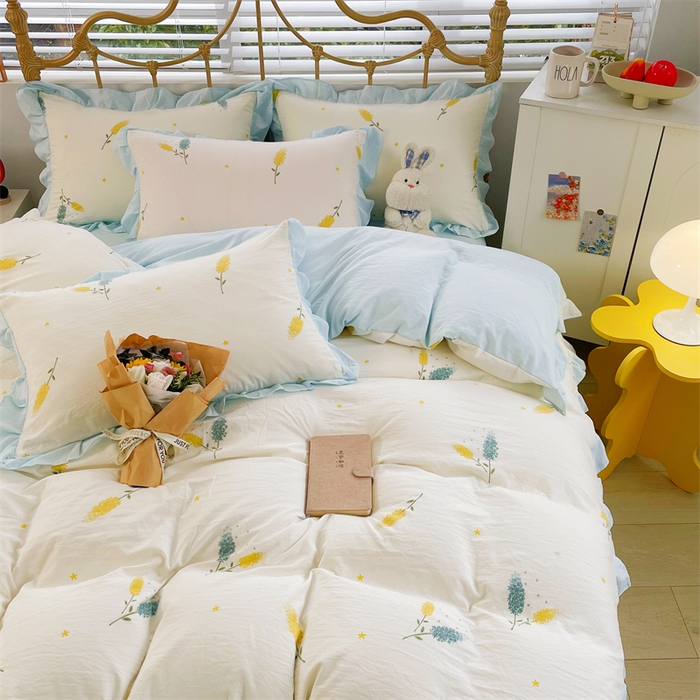 91家纺网 家纺一手货源 找家纺 漫仙阁 2024新款5A双层纱抗菌除螨四件套 韩版-麦穗