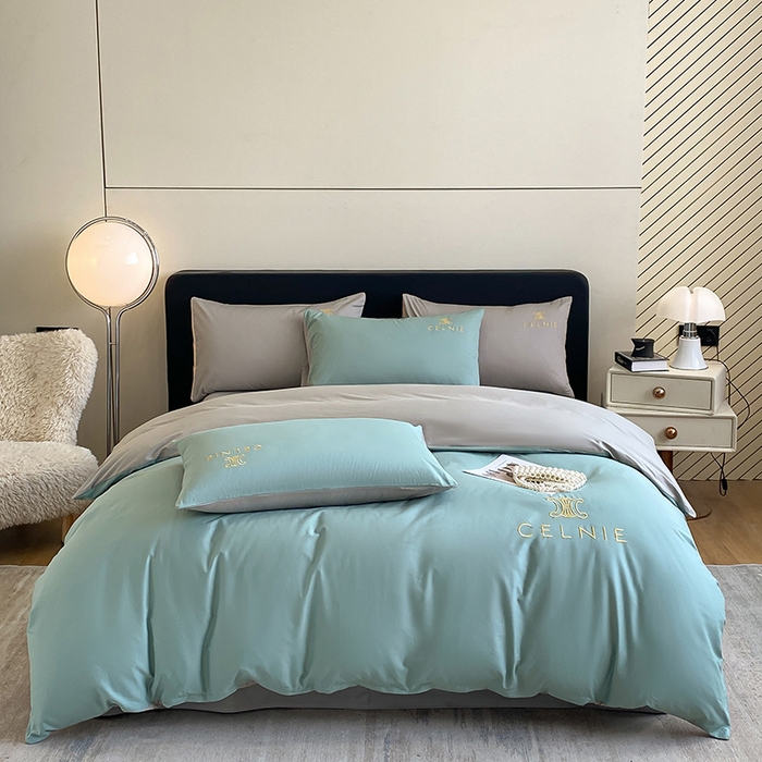 91家纺网 家纺一手货源 找家纺 2024新款60s全棉刺绣四件套--凯琳娜系列 凯琳娜-烟波绿