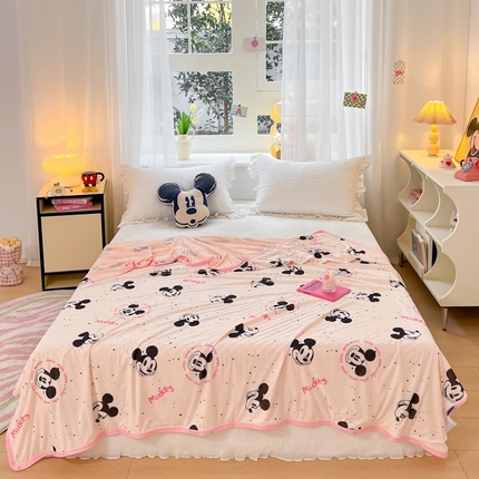 91家纺网 家纺一手货源 找家纺 （总）大彩家居 2024新款A类迪士尼小凉皮豆豆盖毯盖毯