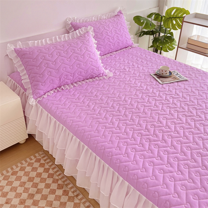 91家纺网 家纺一手货源 找家纺 屹成 2024新款水洗棉雪纺丽莎款单床笠 粉红