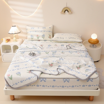 91家纺网 家纺一手货源 找家纺 康纳利 2024新款印花床笠款乳胶凉席乳胶席子 幸福花园-包边款