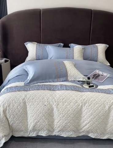 91家纺网 家纺一手货源 找家纺 优悦 2024新款时尚轻奢冰丝刺绣四件套-摩洛哥 摩洛哥-蓝