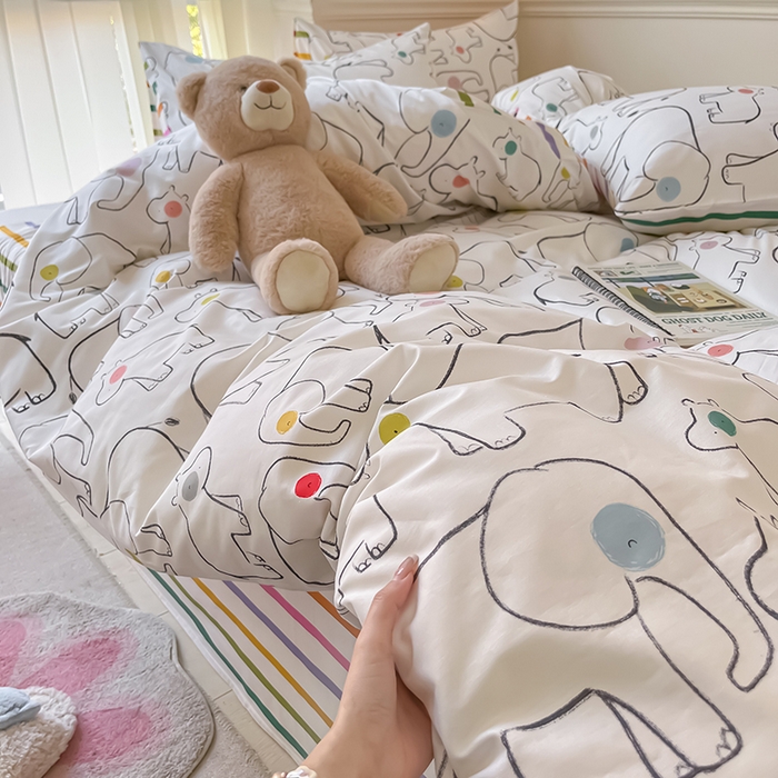 91家纺网 家纺一手货源 找家纺 顾里2024新款40支13372全棉四件套-韩风系列 几何动物