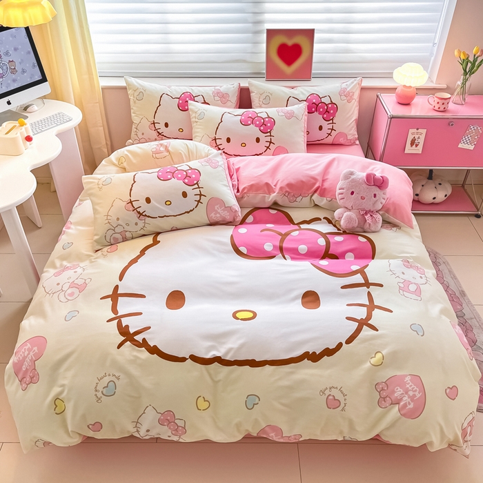 91家纺网 家纺一手货源 找家纺 （总）金爱家 2024新款大阪全棉数码印花三丽鸥系列四件套