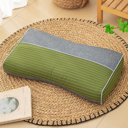 （总）织布人 2025新款荞麦枕韩式全棉砂洗拼色枕全荞麦壳颈椎枕头枕芯