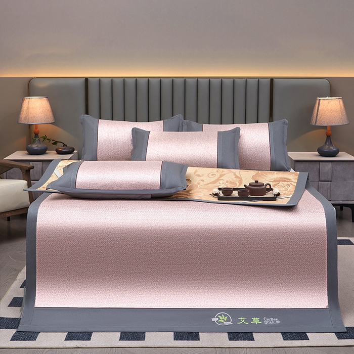 91家纺网 家纺一手货源 找家纺 （总）青雅席业 2025新款绣花双面艾草印尼藤双面席