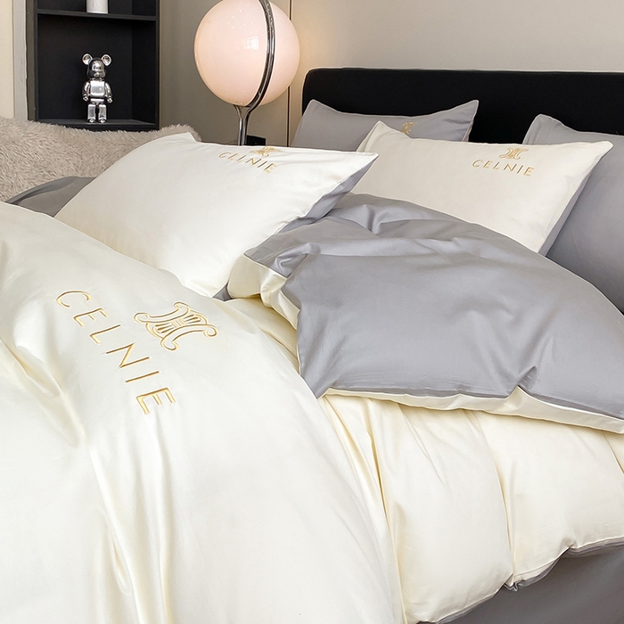 91家纺网 家纺一手货源 找家纺 2024新款60s全棉刺绣四件套--凯琳娜系列 凯琳娜-奶白灰